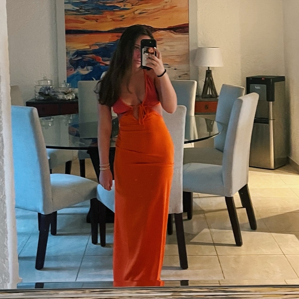 REVOLVE One Shoulder Orange Dress